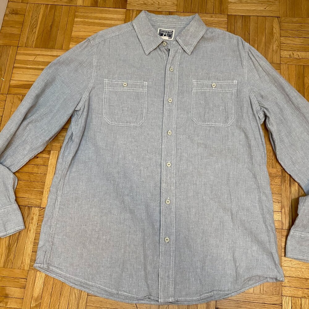 Converse One Star Button Down Long Sleeve Shirt - Seersucker